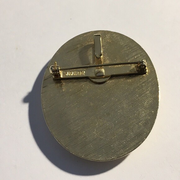 Vintage Sarah Coventry Peach Stone Cab Pendant Oval Brooch Pin - Picture 2 of 2